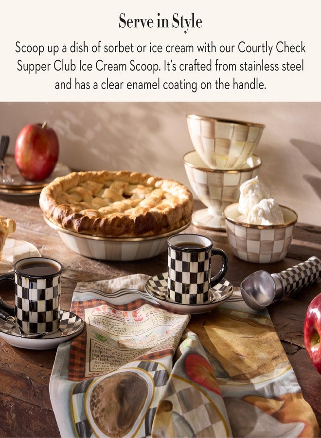 mackenzie childs MACKENZIE-CHILDS Supper Club Ice Cream Scoop, Aluminum Ice Cream Accessory, Black-and-White Courtly Check - Image 2